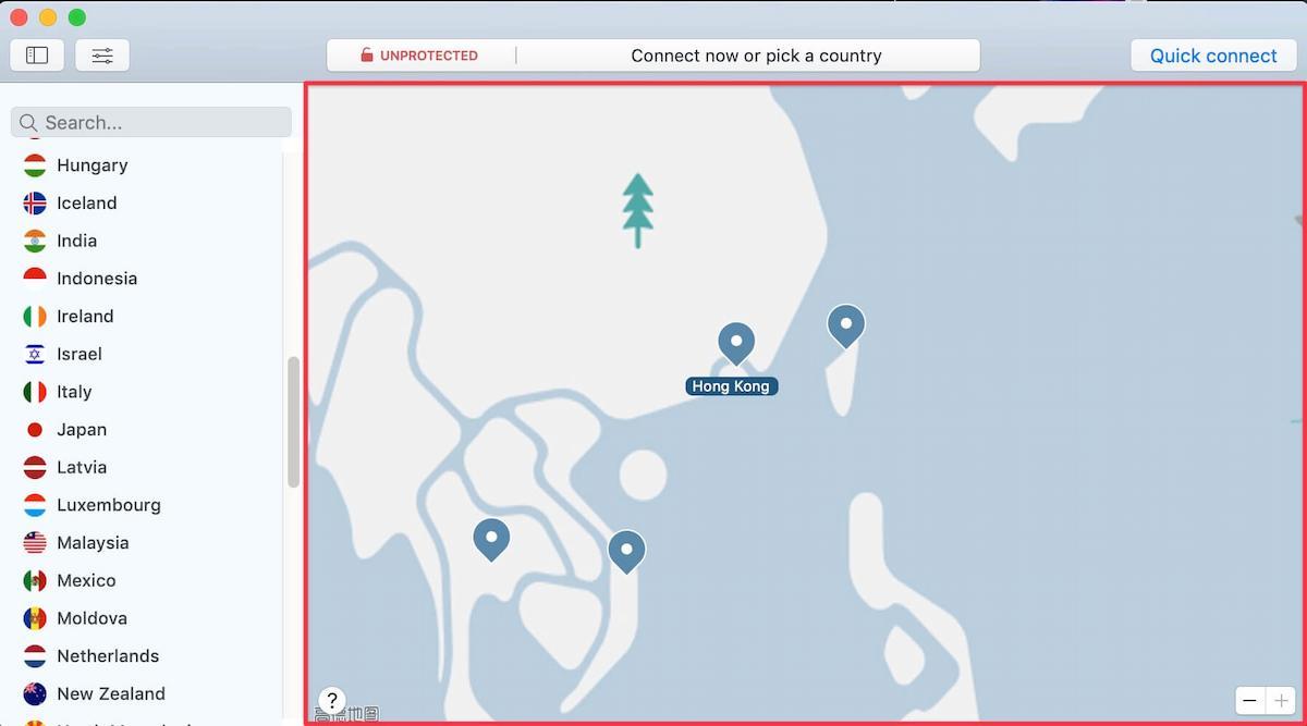 Nord VPN 地圖鏈接功能