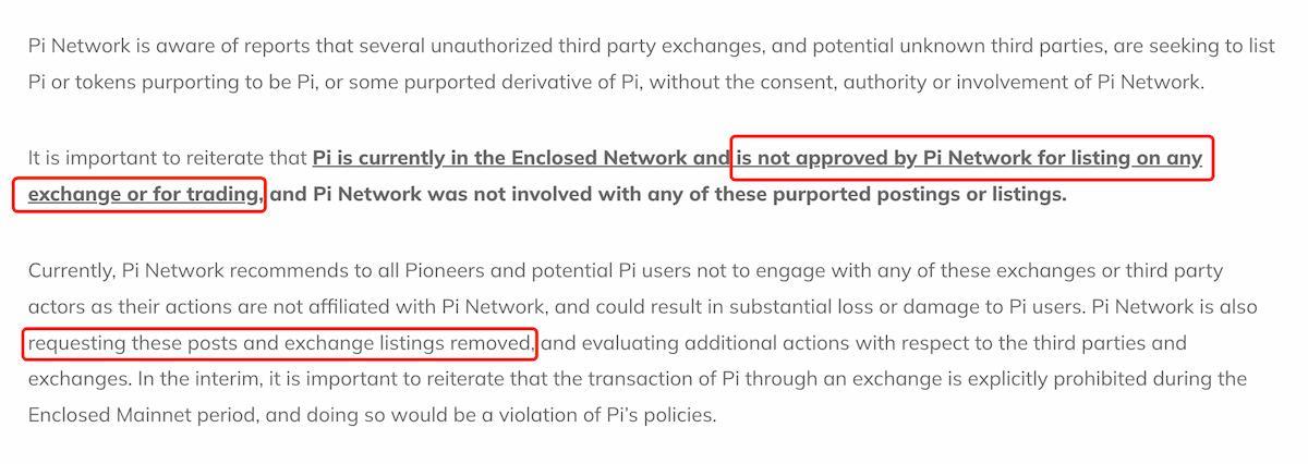 Pi 幣官方針對火幣上架 Pi 的回應