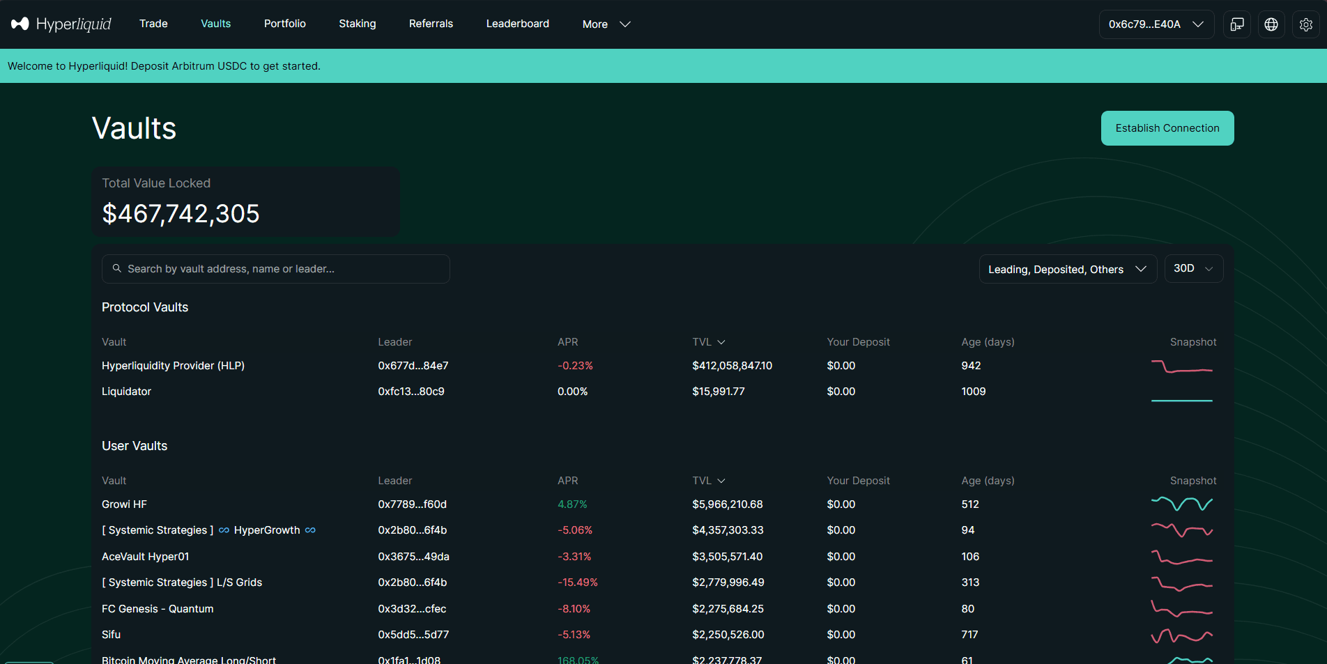 Hyperliquid Vault 頁面
