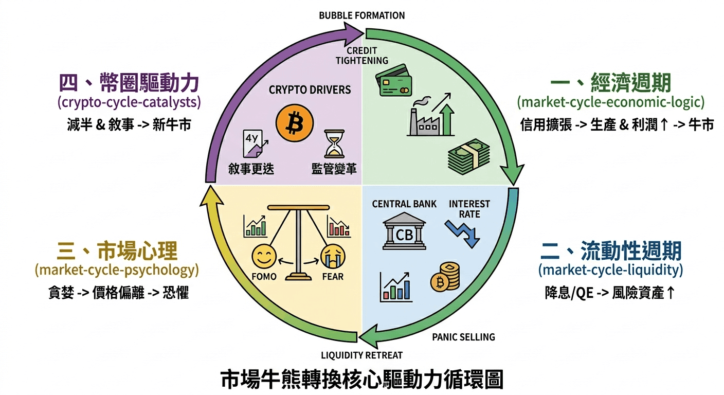 市場牛熊轉換循環示意圖
